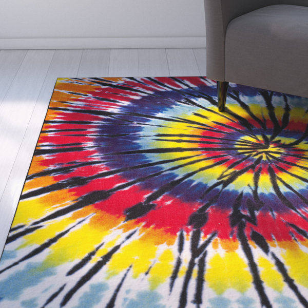 Ebern Designs Dean Machine Woven Performance Fuchsia/Yellow Machine